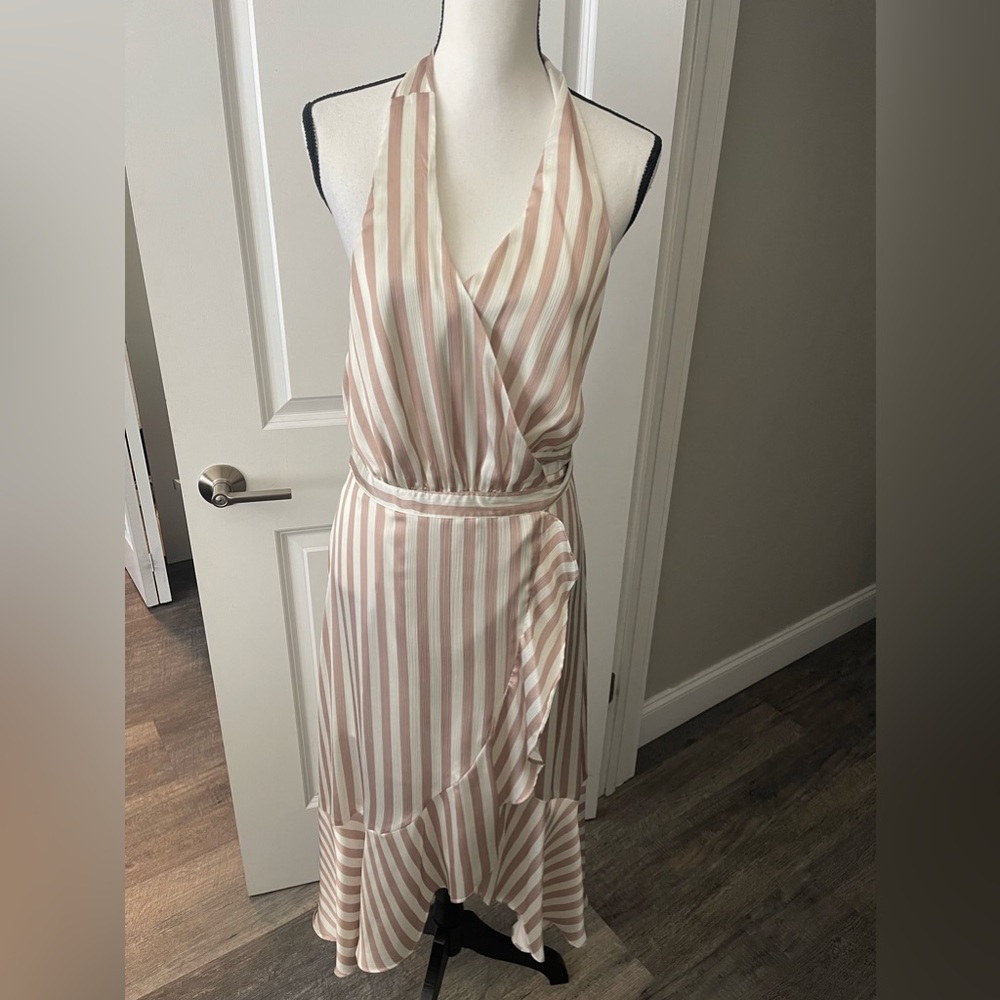 Halter dress in cream color - midi length - Size Medium